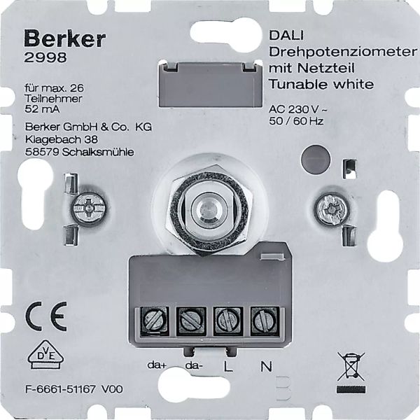 Berker DALI Drehpotenziometer Tunable wh m.Netzt. 2998 günstig online kaufen