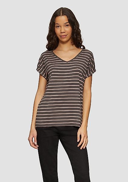 QS Kurzarmshirt T-Shirt T-Shirt aus Modalmix mit Ringelmuster günstig online kaufen