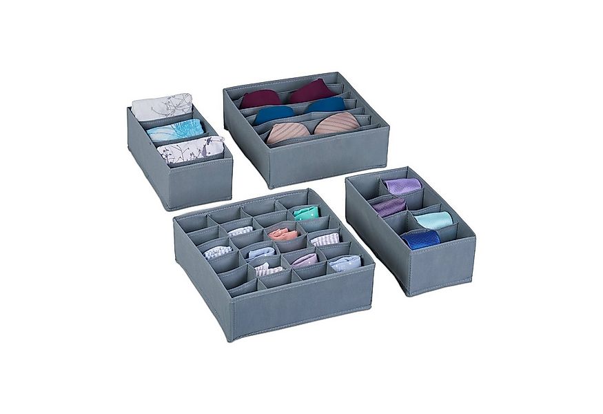 relaxdays Aufbewahrungsbox Schubladen Organizer 4-teiliges Set günstig online kaufen