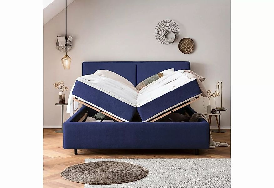 BettCo Stauraumbett Bari (in Royalblau Teddystoff, 200 x 200 cm), Bettkaste günstig online kaufen