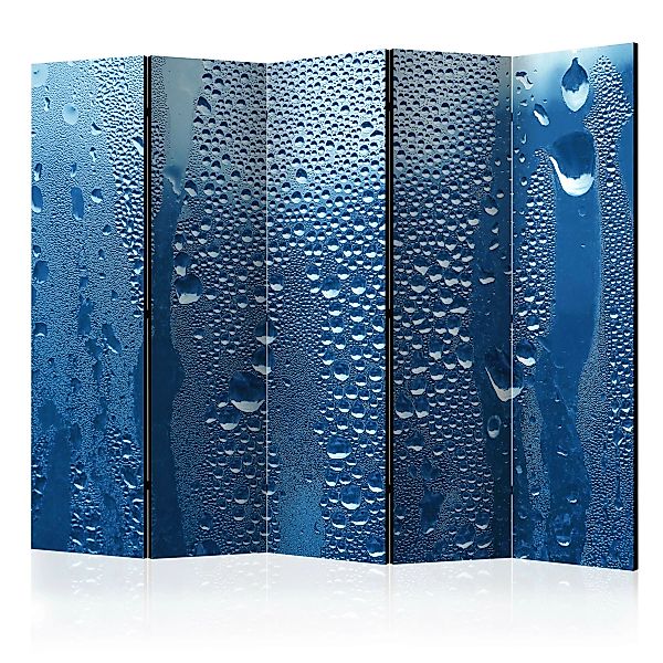 5-teiliges Paravent - Water Drops On Blue Glass Ii [room Dividers] günstig online kaufen