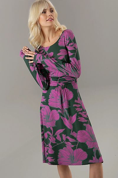 Aniston SELECTED Jerseykleid, mit gerafftem Taillenbund und Blütendruck günstig online kaufen