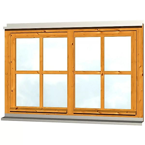 Skan Holz Doppelfenster Rahmenaußenmaß. 132,4 x 82,1 cm Eiche hell günstig online kaufen