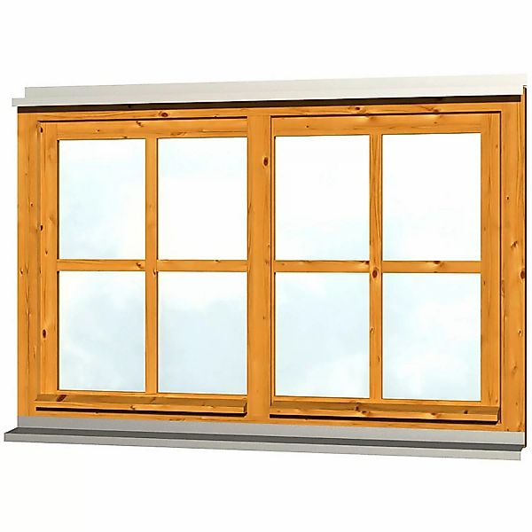 Skan Holz Doppelfenster Rahmenaußenmaß. 132,4 x 82,1 cm Eiche hell günstig online kaufen