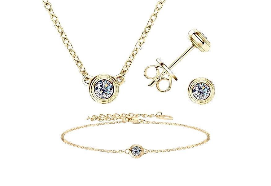 Runde Perlé Schmuckset klein zart minimalistisch, Ohrringe Armband Halskett günstig online kaufen