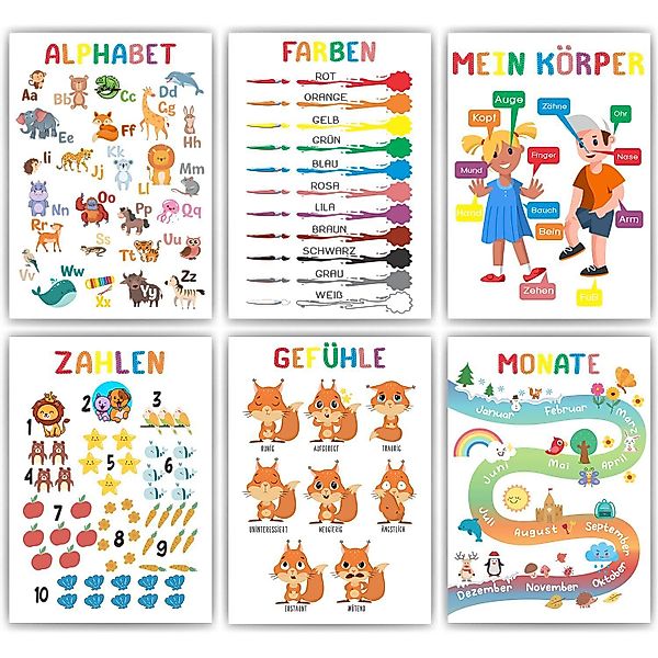 Tigerlino Poster 6er Set Alphabet, Farben, günstig online kaufen
