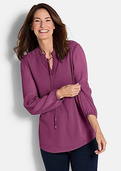 GOLDNER Chiffonbluse Elegante Jersey-Bluse mit Rundhals Viskosebluse mit Ru günstig online kaufen