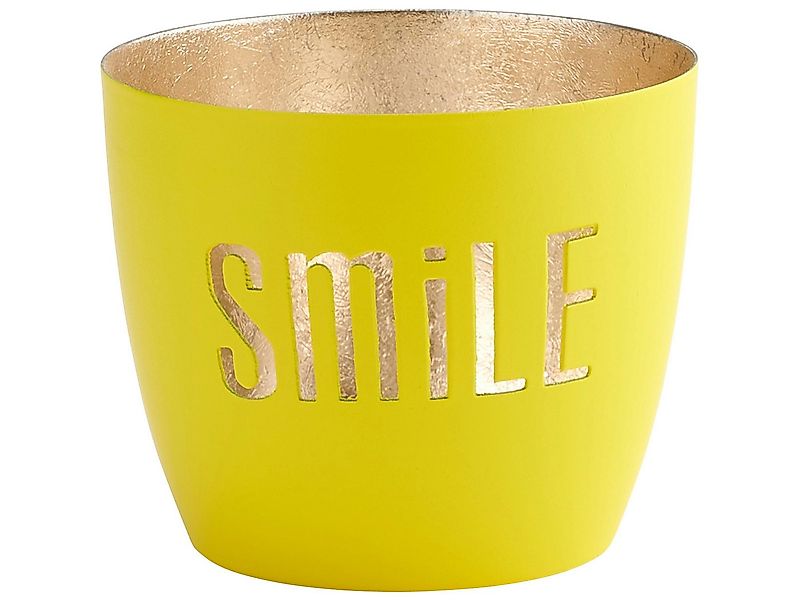 Giftcompany Windlicht Madras Windlicht M Smile neon gelb/gold 8,5cm günstig online kaufen