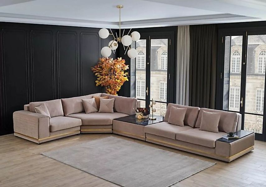JVmoebel Ecksofa Beiges L-Form Sofa Stilvolle Wohnlandschaft Designer Couch günstig online kaufen