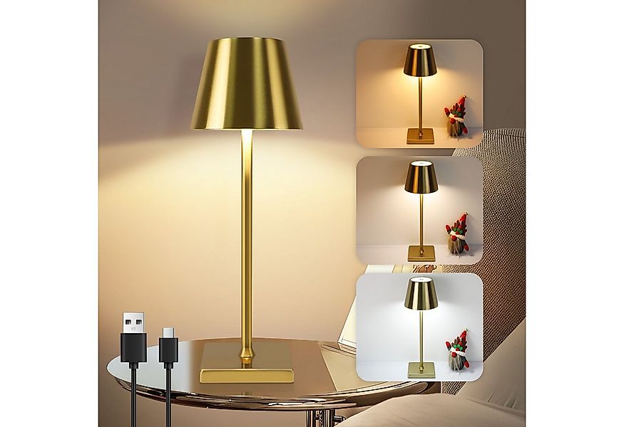 Nettlife LED Tischleuchte Vintage Gold Kabellos Touch Dimmbar Nachttischlam günstig online kaufen