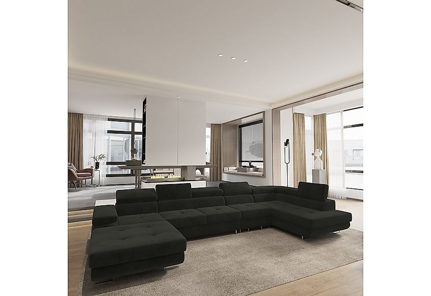 Masseno Ecksofa VELORA mit Schlaffunktion U-Form, Sofa mit Bettkasten günstig online kaufen