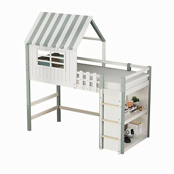 HAUSS SPLOE Kinderbett 90x200 cm mit Sicherheitsleiter, Ablagefach und Latt günstig online kaufen