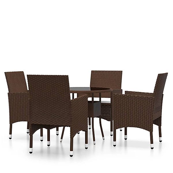 vidaXL 5-Tlg Bistro-Set Poly-Rattan und Hartglas Braun 3095906 günstig online kaufen
