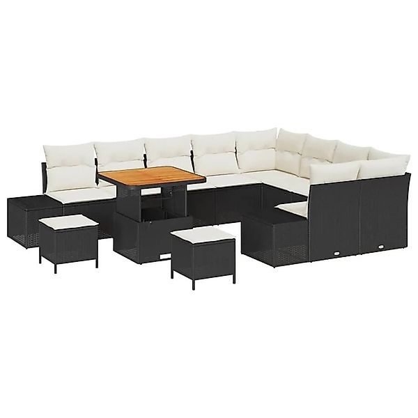 vidaXL Gartensofa-Set mit Kissen 12 Stk Schwarz Poly Rattan 3364770 günstig online kaufen