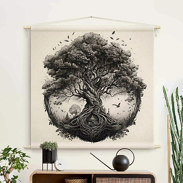 Wandteppich Baum des Lebens Illustration günstig online kaufen