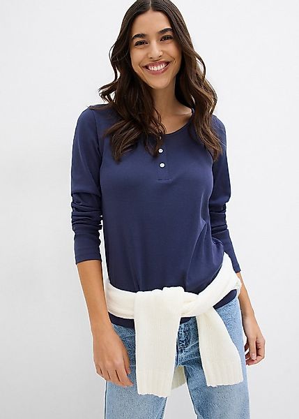 bonprix Langarmshirt (1-tlg) körperbetonte Passform, Langarm, mit kurzer Kn günstig online kaufen