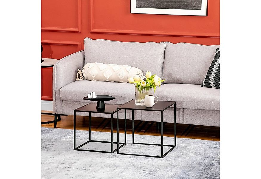 HOMCOM Couchtisch Kaffeetisch aus Stahlgestell für Wohnzimmer im modernem D günstig online kaufen