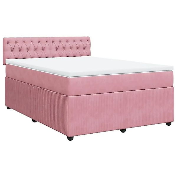 vidaXL Boxspringbett mit Matratze Rosa 140x200 cm Samt 3287769 günstig online kaufen