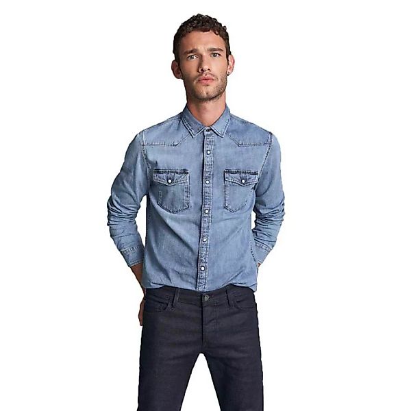 Salsa Jeans Slim Fit Denim Langarm Hemd S Blue günstig online kaufen