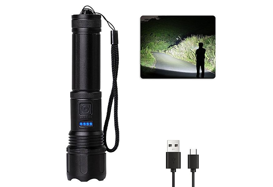 LQWELL LED Taschenlampe LED USB C Aufladbar, Extrem Helle Zoombares Taktisc günstig online kaufen