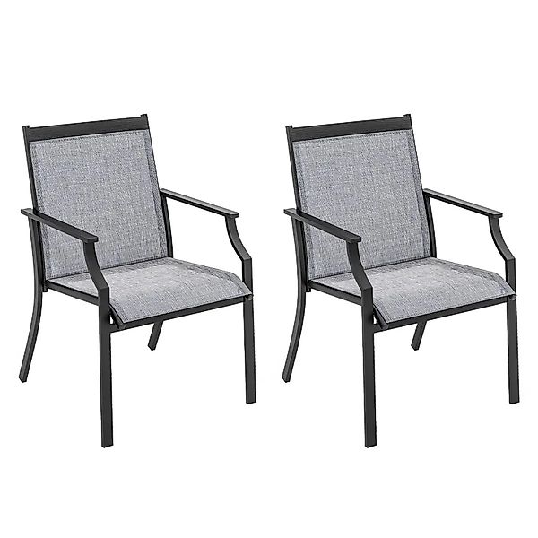 Costway 2er Set Gartenstühle Terrassenstühle Breite Sitzfläche Grau günstig online kaufen