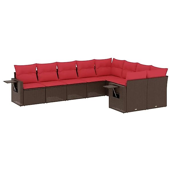 vidaXL 9-Tlg Gartensofa-Set mit Kissen Braun Polyrattan 3220643 günstig online kaufen