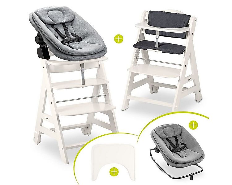Hauck Hochstuhl Beta Plus White Newbornset 3in1 Bouncer (Set), Holz Babystu günstig online kaufen