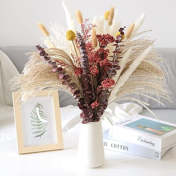 Trockenblume Pampasgras Trockenblumen,43 Stück Getrocknete Pampasgras-Dekor günstig online kaufen