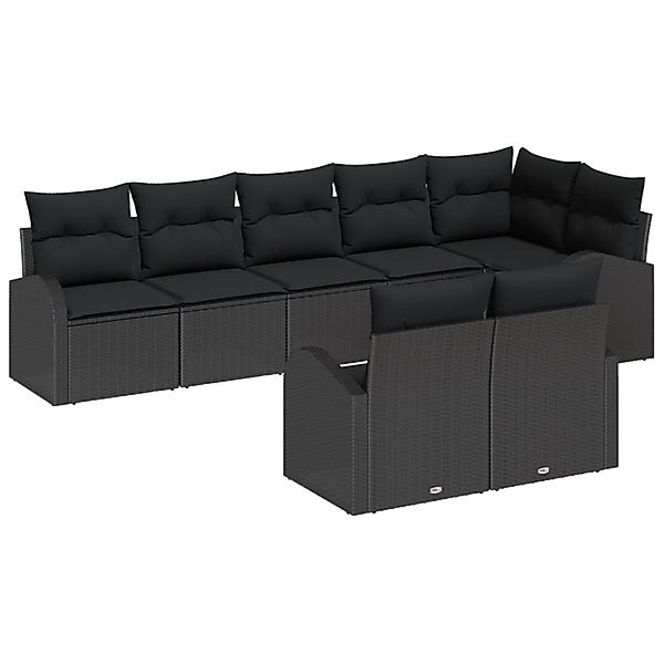 vidaXL Garten-Sofa-Set mit Kissen 8-Tlg Schwarz Poly Rattan 3354762 günstig online kaufen