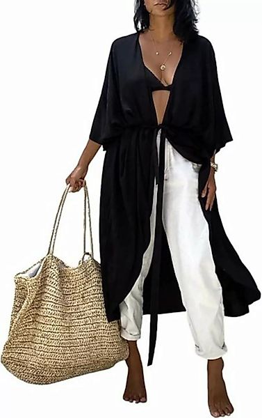 KIKI Cardigan Stylish Open Front Long Kimono Strandkleid für Damen (1-tlg) günstig online kaufen