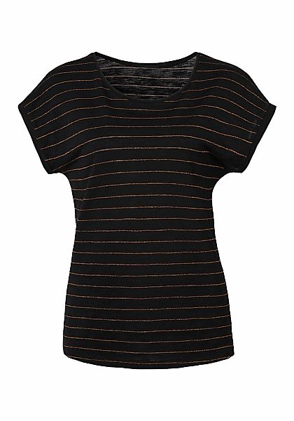 Vivance Rundhalsshirt mit kupferfarbenen Lurex-Streifen (2er-Pack) günstig online kaufen
