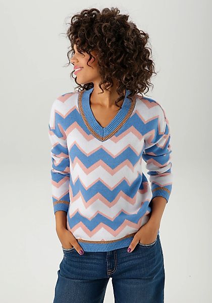 Aniston CASUAL Strickpullover, im interessantem Zick-Zack-Muster - NEUE KOL günstig online kaufen
