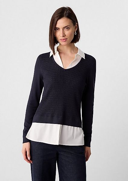 comma Longpullover Strickpullover 2-in-1-Pullover in Layering-Optik günstig online kaufen