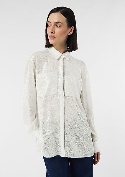 comma Langarmbluse Bluse Festive Oversize-Hemdbluse mit günstig online kaufen