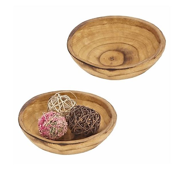 Deko-Schale 1 Stück rund geflammt ca. 26x6x26 cm Holz günstig online kaufen