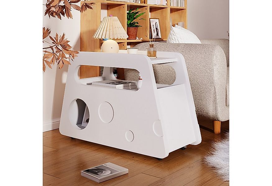 STILVORA Couchtisch Moderner Beistelltisch weiß mit Rollen,Aufbewahrungswag günstig online kaufen