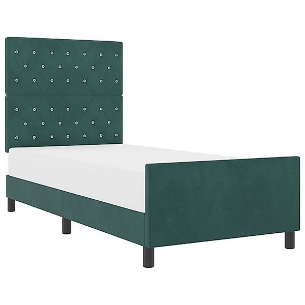 vidaXL Bett Bettgestell Dunkelgrün 90x200 cm Samt (1-tlg) günstig online kaufen