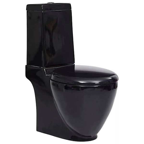Wc Keramik-toilette Badezimmer Rund Senkrechter Abgang Schwarz günstig online kaufen
