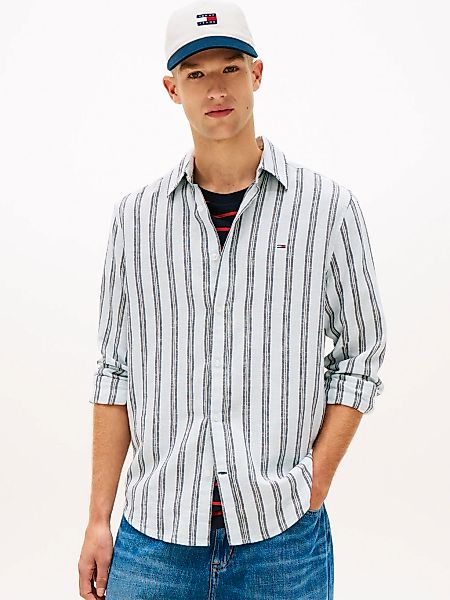 Tommy Jeans Langarmhemd "REGULAR LINEN MIX STRIPES" Regular fit mit Streife günstig online kaufen