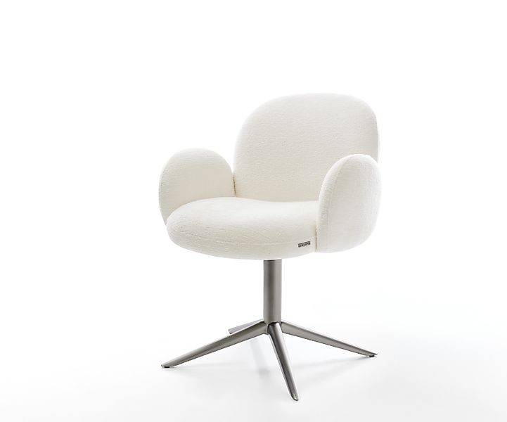 Drehstuhl Nube-Flex mit Armlehnen Bouclé Soft Beige Fußkreuz Graphit 360° d günstig online kaufen