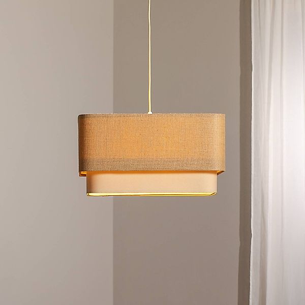 Hängeleuchte Kwadro Duo, creme/beige, 50x50cm, Jute/Leinen günstig online kaufen