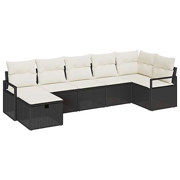 vidaXL Sofa Set mit Kissen mit Speicher Schwarz und Creme Poly-Rattan 33591 günstig online kaufen