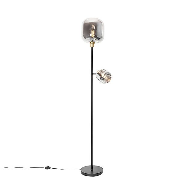 Qazqa Stehlampe Zuzanna, ohne Leuchtmittel, E14, Grau, Modern, Glas, 1-flam günstig online kaufen