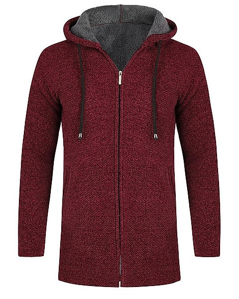 Allthemen Cardigan Herren Strickjacke mit Kapuze Lang Gefüttert Grobstrick günstig online kaufen