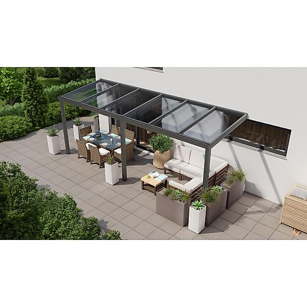 Terrassenüberdachung Professional 600 cm x 200 cm Anthrazit Struktur PC Kla günstig online kaufen