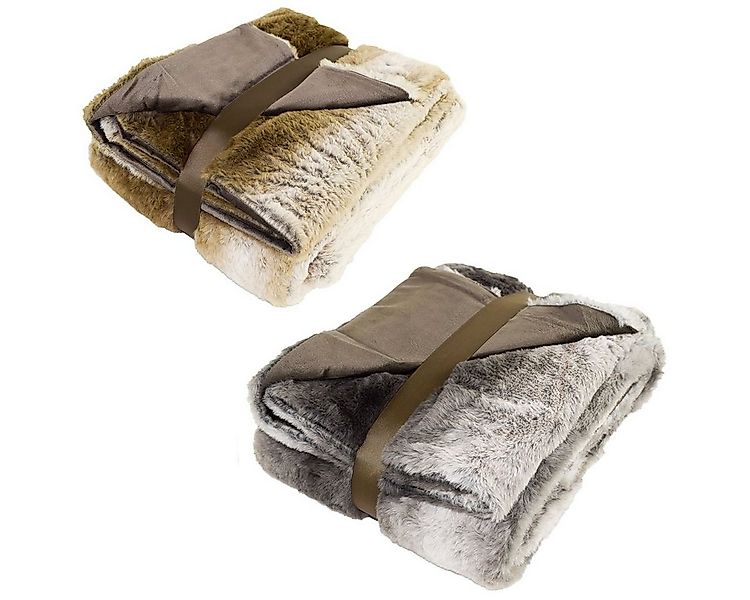Wohndecke Couchdecke Fellimitat 150x200cm weiche Wohndecke in Braun & Grau, günstig online kaufen
