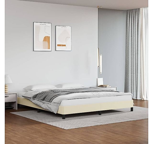 vidaXL Bett, Bettgestell Creme 160x200 cm Kunstleder günstig online kaufen