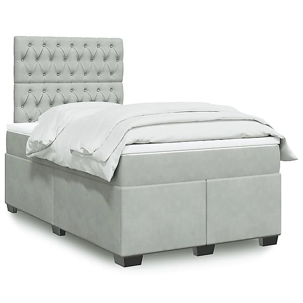 vidaXL Boxspringbett mit Matratze Hellgrau 120x200 cm Samt 3293188 günstig online kaufen