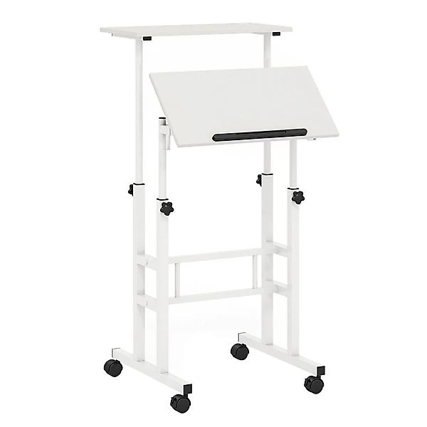 Costway Höhenverstellbar Mobiler Computertisch mit 2 Haken Weiß günstig online kaufen