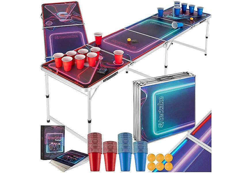 tectake Spieltisch Aluminium Bierpongtisch, mit LED-Beleuchtung günstig online kaufen